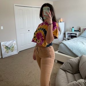 Tan Forever21 Corduroy Wide Leg Pants
